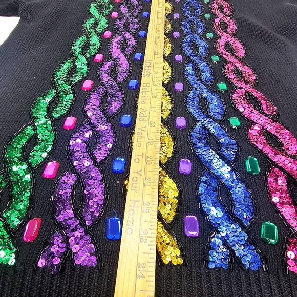 Colorful Sequin Women's Sweater Sz M - Picture 10 of 11